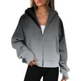 thumbnail image 2 of GXIPO Womens Plus Size Sweatshirt Full Zipper Long Sleeve Coats Thumb Hole Zip Up Hoodie Solid Color Pullover With Pockets Dark Gray L, 2 of 6