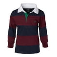 thumbnail image 1 of Boys Cotton Striped Long Sleeve Polo Rugby Shirt - Burgundy - Size 10, 1 of 3