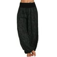 thumbnail image 2 of Women Casual Boho Print Pants Wide Leg Pants Loose Pocket Button Harem Pants, 2 of 7