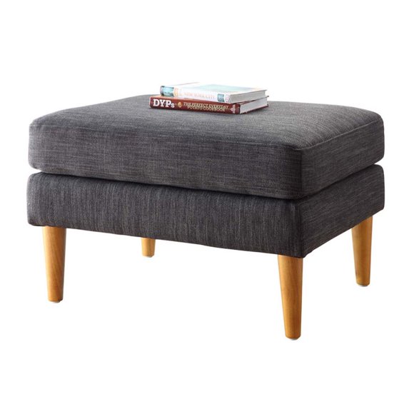 Convenience Concepts Designs4Comfort Ottoman in Gray Fabric With Solid Wood Legs