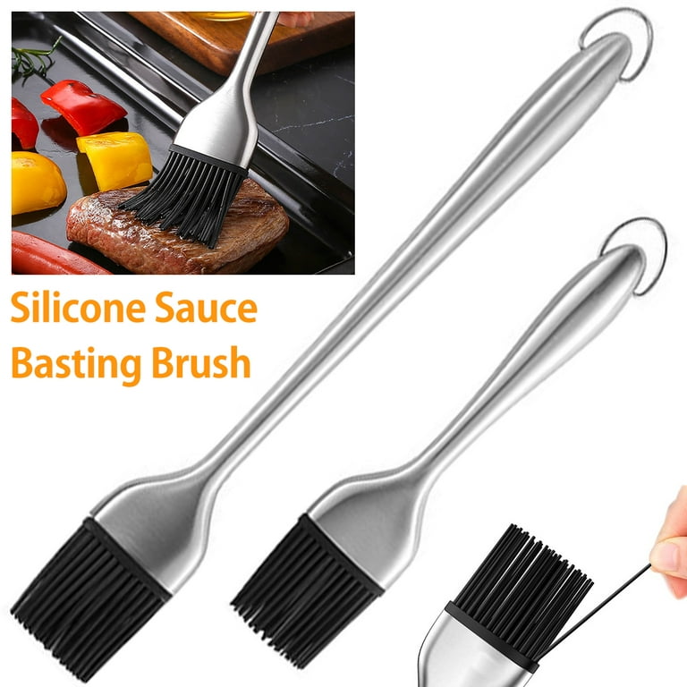 Basting BBQ Baster Brush Stainless Steel BBQ Grill Basting Brush Pastry  Brush Oil Cooking Brush 430 Steel Extended Handle For