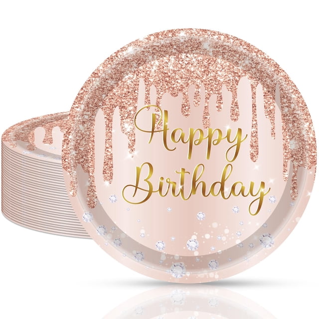 Platos de fiesta Cekivina Rose Gold, 23 cm, papel desechable, 20 unidades