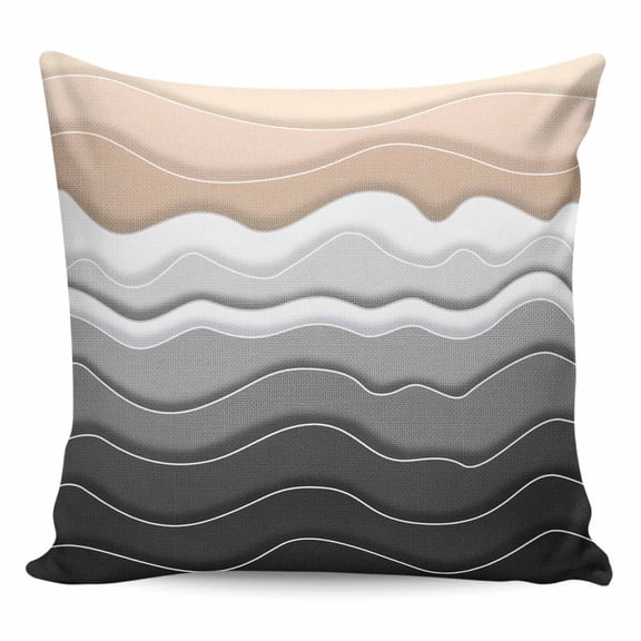 Throw Pillow Covers 24x24 Inch, Grey Ombre Stripe Decorative Pillow Cases for Couch Sofa Bed, Abstract Summer Beach Coastal Cotton Linen Square Home Decor Pillowcases with Hidden Zipper