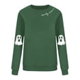 thumbnail image 5 of NMMUED Women's Halloween Sweatshirt, Oversized Tshirts for Women, Halloween Long Sleeve Shirt, Embroidered Tops for Women, Cute Halloween Sweatshirts for Women, Dark Green XL, 5 of 7
