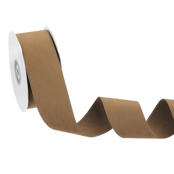 Double Face Velvet Ribbon for Gift Wrapping, 1-1/2 Inch x 10 Yard Velvet Wired Vintage Trim Ribbons, Khaki