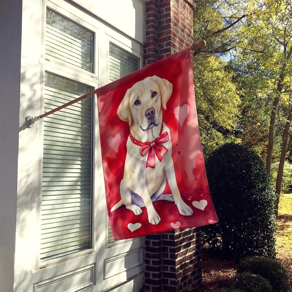 Yellow Labrador Retriever My Valentine House Flag 28 in x 40 in