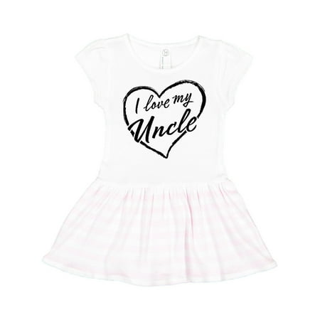 

Inktastic I Love My Uncle in Black Chalk Heart Gift Toddler Girl Dress