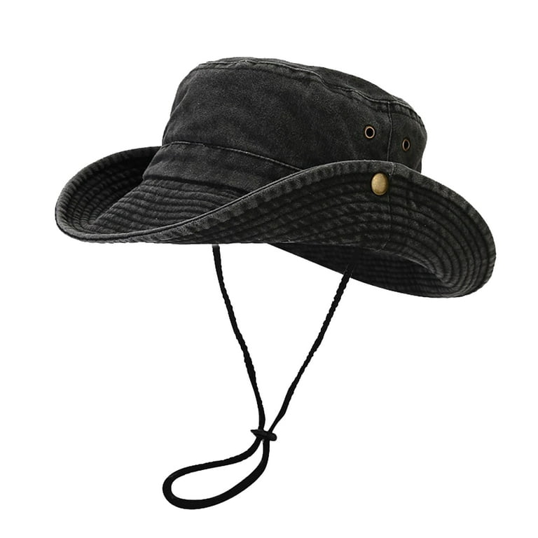 YOTMKGDO Mens Hats, Floppy Hat Breathable Wide Brim Boonie Hat Outdoor Mesh  Cap for Travel Fishing, Bucket Hats for Men, Black