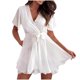 thumbnail image 2 of Karight Womens Deep V-Neck Wrap Dress Flutter Sleeve Bow Tie Mini Skater Dresses Ruffle Tiered Layer A-Line Short Dress, 2 of 8