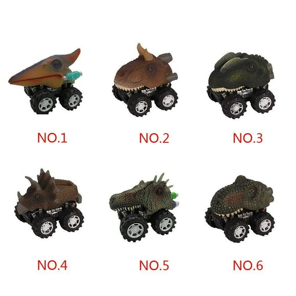 Transemion Bonrich Unique Design Car Dinosaur Pattern Toy Model Pullback Toy Car Birthday Gift Collectible Kids Simulated Toy Double Crowned Dragon