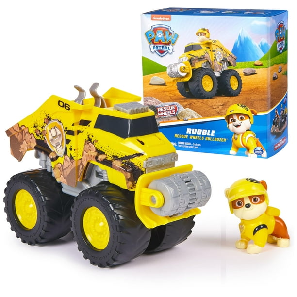 Camión de juguete Paw Patrol Rescue Wheels Bulldozer de Rubble con FIGURA
