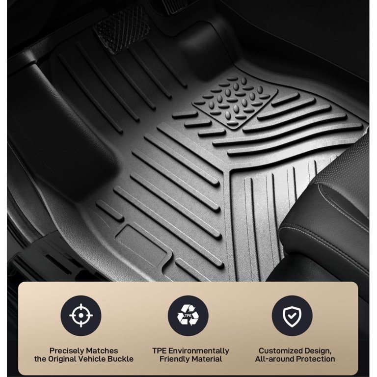 SMARTLINER Custom Fit 2nd Row Floor Mats – Black All-Weather Liners For 2015-2022 Chevy Colorado/GMC Canyon Extended Cab