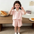 thumbnail image 5 of KPOPLK Toddler Baby Girls Clothes Gauze Shirt Tee Tops +Shorts Outfit 2 PCS Set 12 Months-5 Years(2-3 Years,Pink), 5 of 5