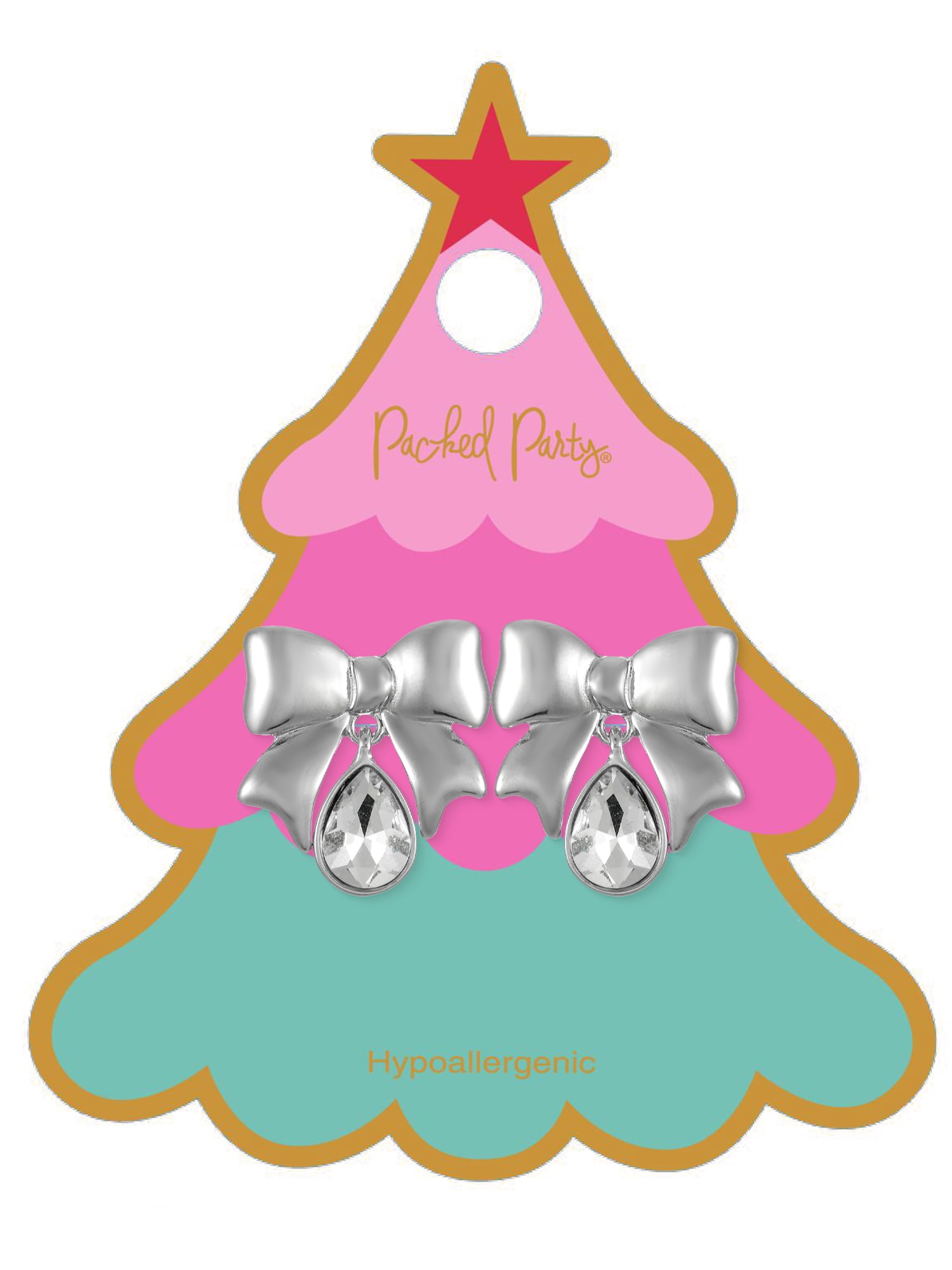 Packed Party Bow Drop Crystal Earrings
