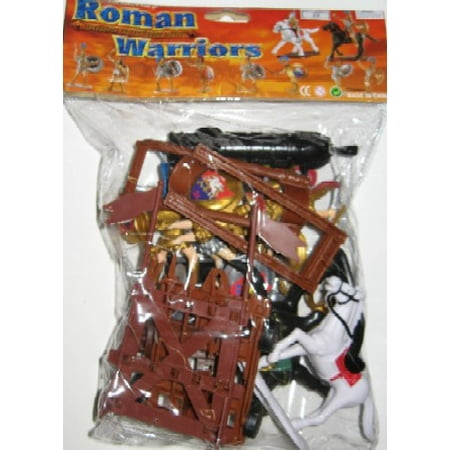 1/32 Roman Warriors & Armor Figure Playset (8 w/2 Horses, Cannon, Catapult & Acc)