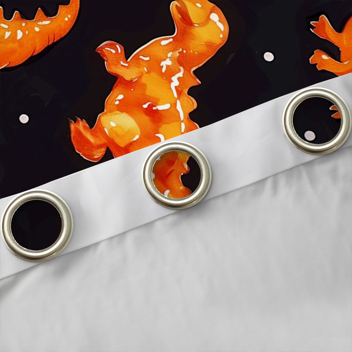 Homewish Retro Rustic Dino Curtains Pack of 2 (42x84 Each),Abstarct Dinosaur Curtains Blackout,Black Orange Bedroom Curtains For Teens,Microfiber Bedroom Decor