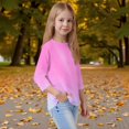 thumbnail image 5 of Drmagiyhm Purple Pink 3/4 Sleeve Shirt for Girls Size 10-12 Casual Floral Print Shirt Trendy Cute T-Shirt Girl Fall Winter Crewneck Tees 9-10 Years, 5 of 5