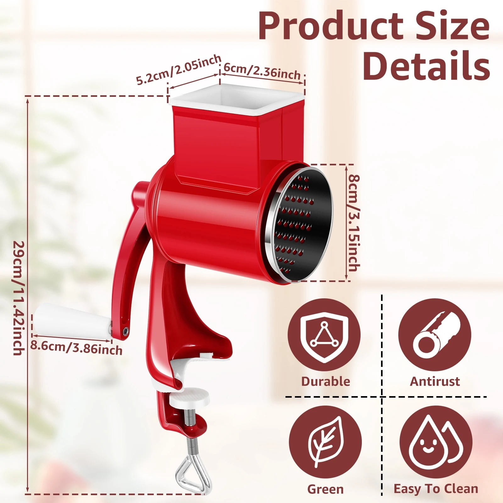 Manual Food Grinder Hand Grain Mill Grinder With Table Clamp Hand Crank Coffee Grinder For Wheat Coffee Spices Nuts Kitchen Acce