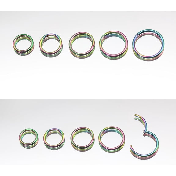 5Pcs G23 Titanium Nose Rings 16G/18G/20G Hinged Clicker Segment Nose Rings Hoop Lip Septum rings Multi-Color Tragus Cartilage Sleeper Earrings 6mm 7mm 8mm 9mm 10mm Hypoallergenic Nose Rings for Women