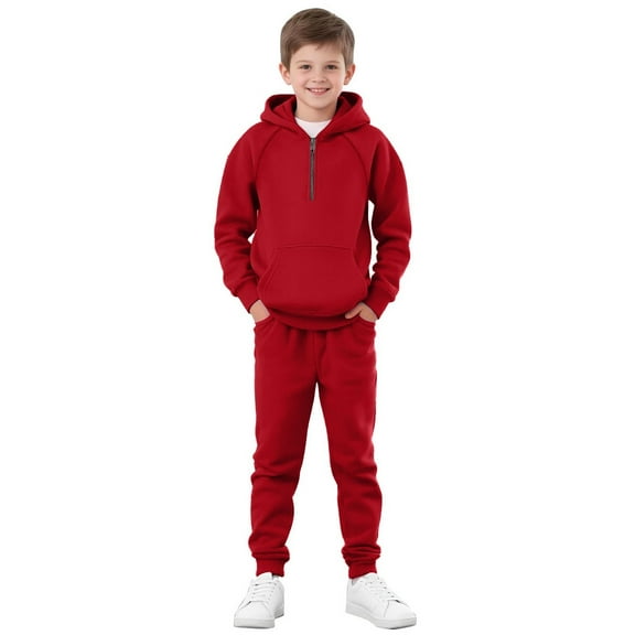 Mercatoo Boys Sweatsuit Set 2 Piece Quarter Zipper Hoodies Pullover Sweatshirts Athletic Joggers Teen 𝐓racksuit Pants Sets
