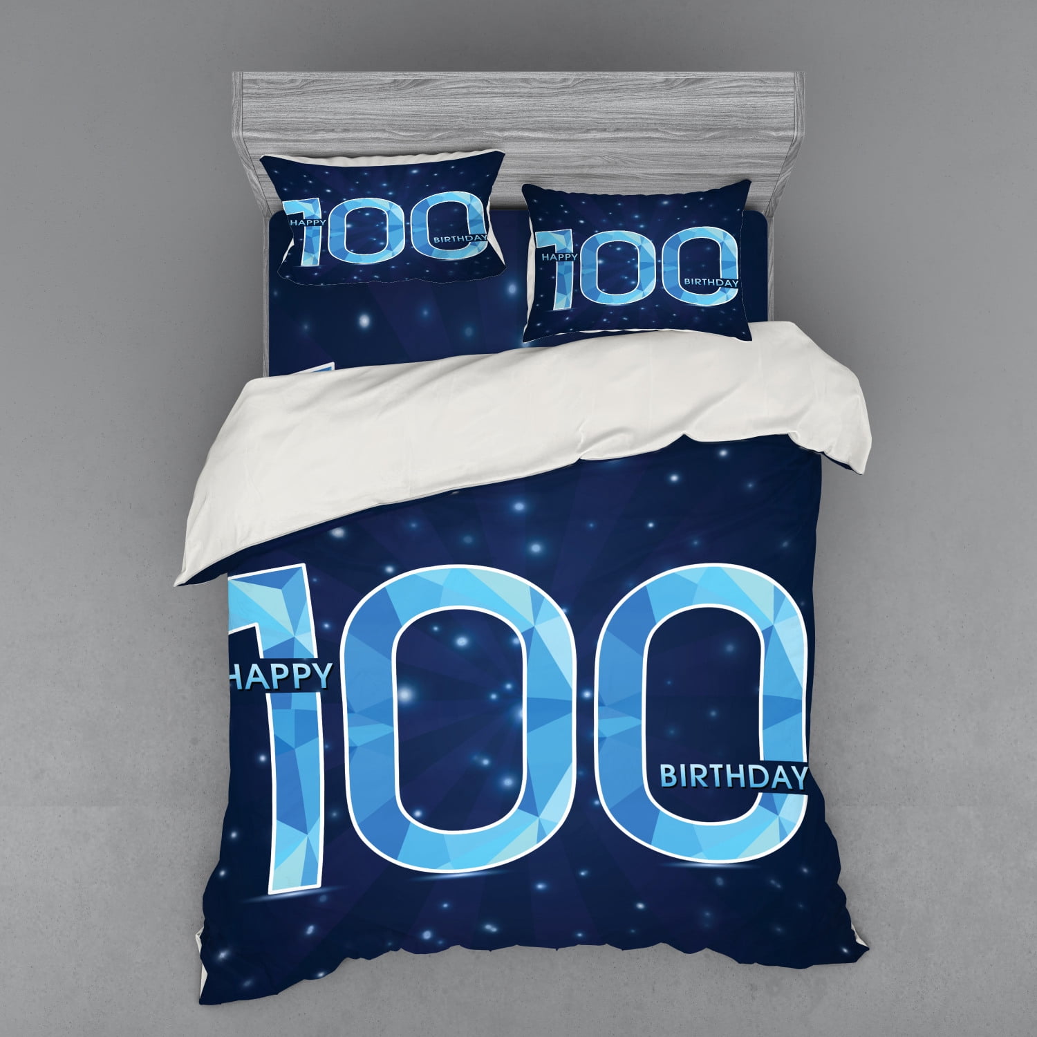 100th Birthday Duvet Cover Set, Happy Birthday Old Grandparents Century