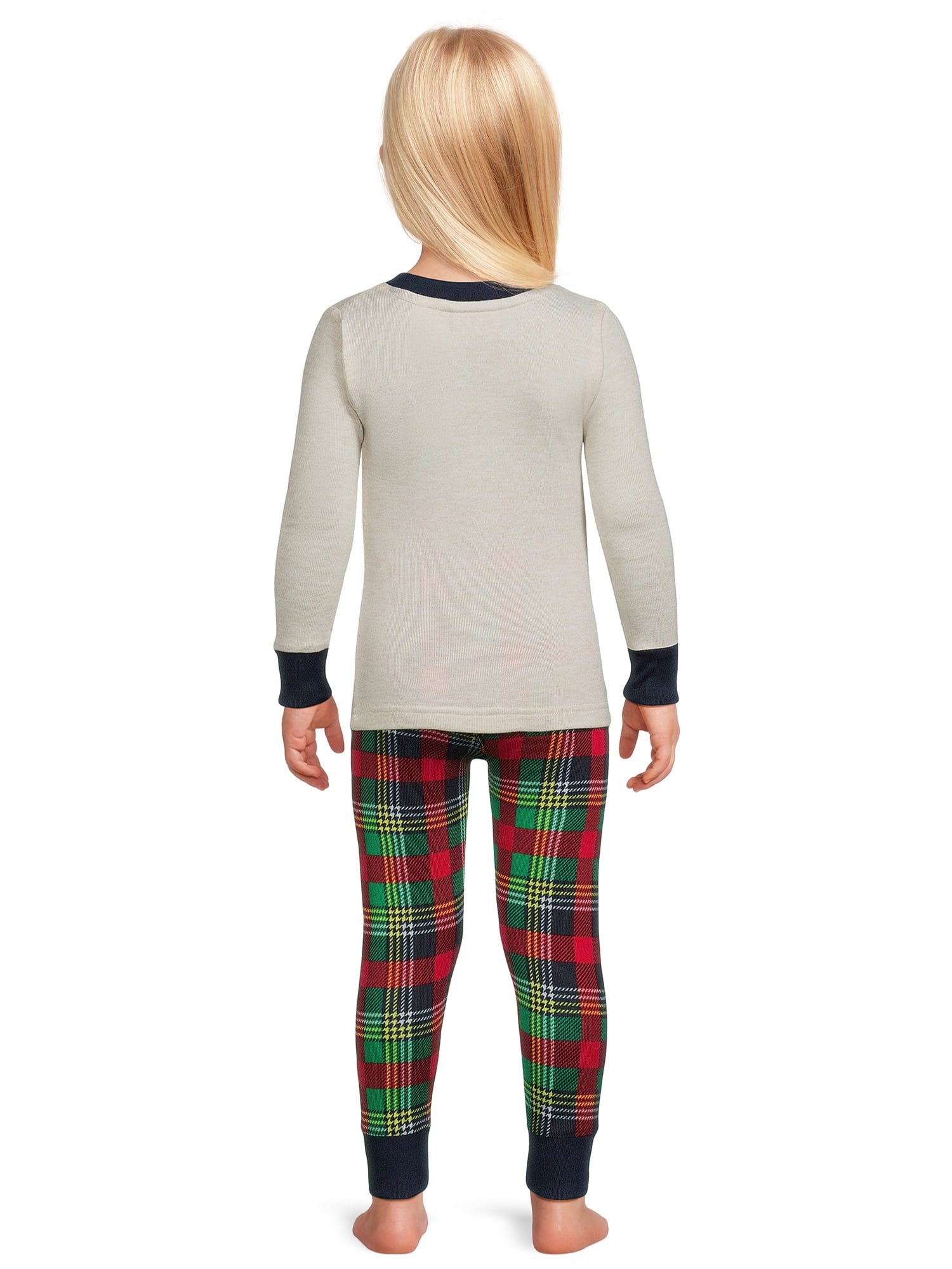 Dearfoams Toddler Unisex Plaid Bear Matching Family Pajamas Set, 2-Piece, Sizes 2T-5T