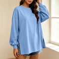 thumbnail image 2 of MYAOYINo Boundaries Cozy Oversized Long Sleeve Tee Women's Side Split Crew Neck Tunic Sweatshirt, 2 of 9