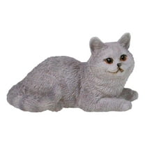 Realistic Feline British Shorthair Grey Kitty Cat Kitten Resting Mini Figurine