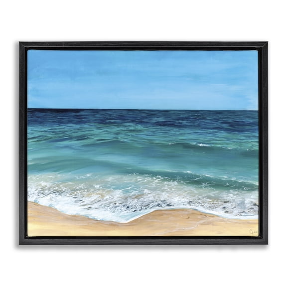Stupell Industries Coastal Coastal Beach Foam Black Floating Frame Canvas Art, 31 x 25, by Georgie Harrison