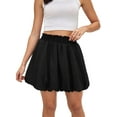 thumbnail image 2 of Siliteelon Women Ruffle Mini Skirt Flowy Skort High Waisted Bubble Hem Built-in Shorts with Pockets, 2 of 6