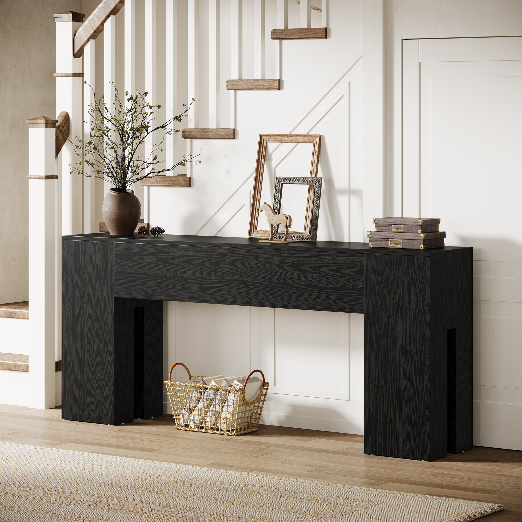 Tribesigns 71-inch Console Table for Entryway, Farmhouse Sofa Console Behind Couch, Entry Table for Hallway, Foyer, Living Room, Black