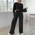 thumbnail image 2 of Ensemble Assorti Deux Pièces pour Femmes Col Rond Ourlet Fendu Tee et Pantalon Survêtement, 2 of 5