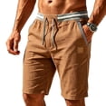 thumbnail image 2 of LEKWK Summer Casual Shorts for Men Lightweight Beach Lounge Wear Elastic Waist with Drawstring Comfy Relaxed Fit Workout Athletic Golf Bottoms with Side Pockets Coffee XL, 2 of 5