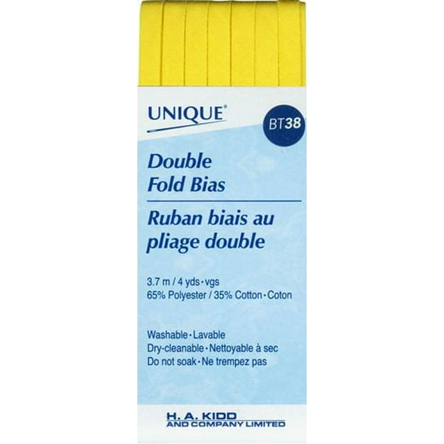 UNIQUE Biais à plis doubles – blanc, étroit 6–7 mm x 3,7 m, polyester-coton