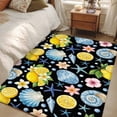 thumbnail image 5 of Summer Beach Washable Area Rugs 3'x5', Ocean Starfish Shell Coastal Conch Lemon Flowers Black Low Pile Throw Living Room Rug Non-Slip Sturdy Edge Binding Carpet for Indoor Entryway Bedside Kitchen, 5 of 9