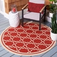 thumbnail image 3 of SAFAVIEH Courtyard Allison Oriental Indoor/Outdoor Area Rug, Red/Bone, 6'7" x 6'7" Round, 3 of 12