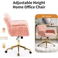 thumbnail image 4 of Pink Desk Chair Faux Fur Vanity Chair, Comfortable Home Office Chair with Wheels for Women, Swivel Wide Office Chair Makeup Chair Height Adjustable for Office, Study, Bedroom, Pink, 4 of 7