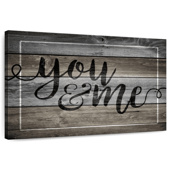Elephant Stock You And Me Typography Wall Sign Wall Art - Horizontal Canvas Wall Art - Living Room Wall Decor - Wall Signs Canvas - Brown And Gray Decor - 12" x 8"