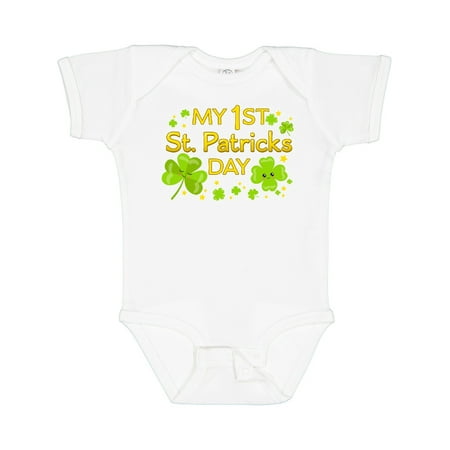 

Inktastic My First St. Patricks Day-cute Smiling Clovers Gift Baby Boy or Baby Girl Bodysuit
