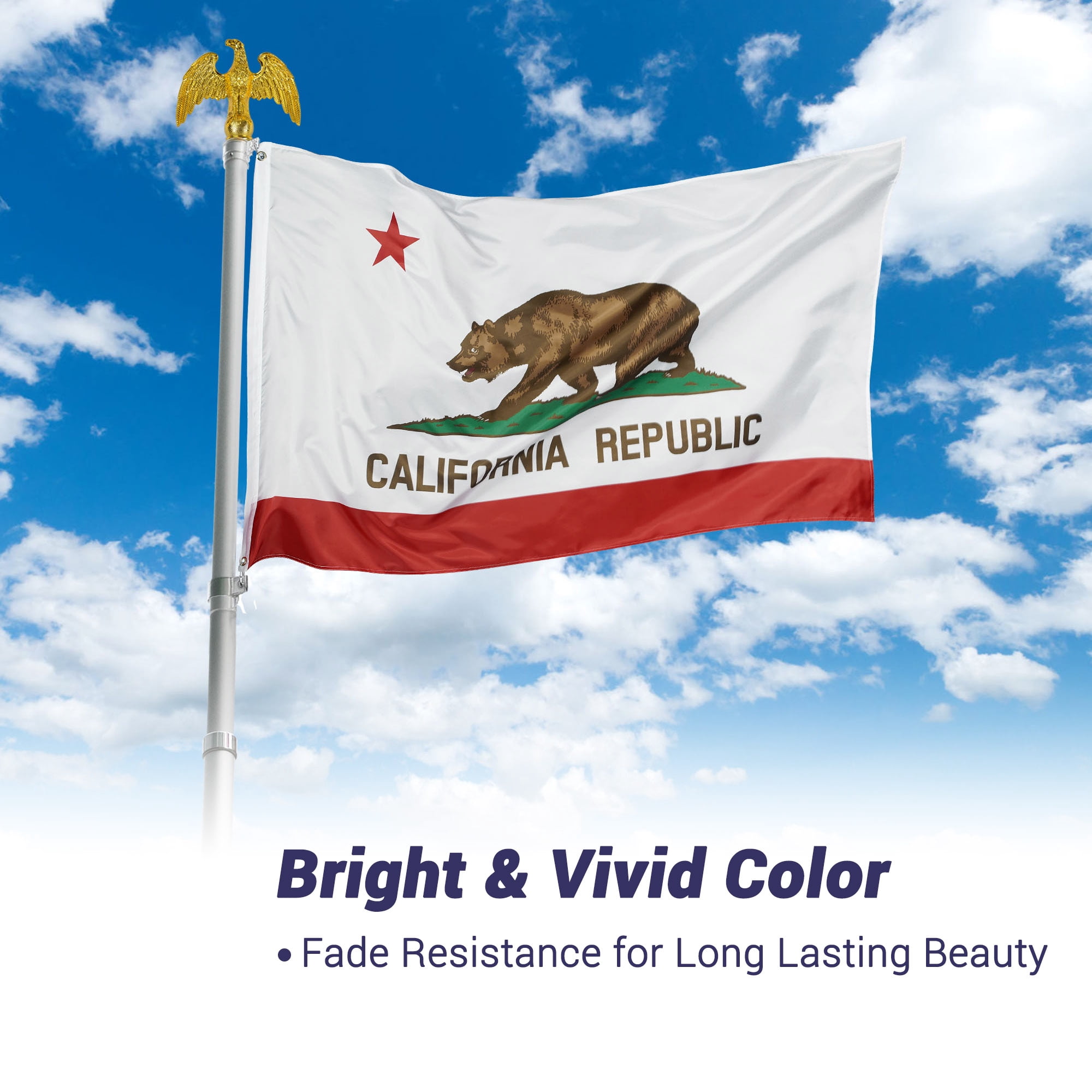 Yescom California State Flag 3x5 Ft CA Republic Bear Heavy Duty Fade Resistant Polyester Grommets Garden Banner