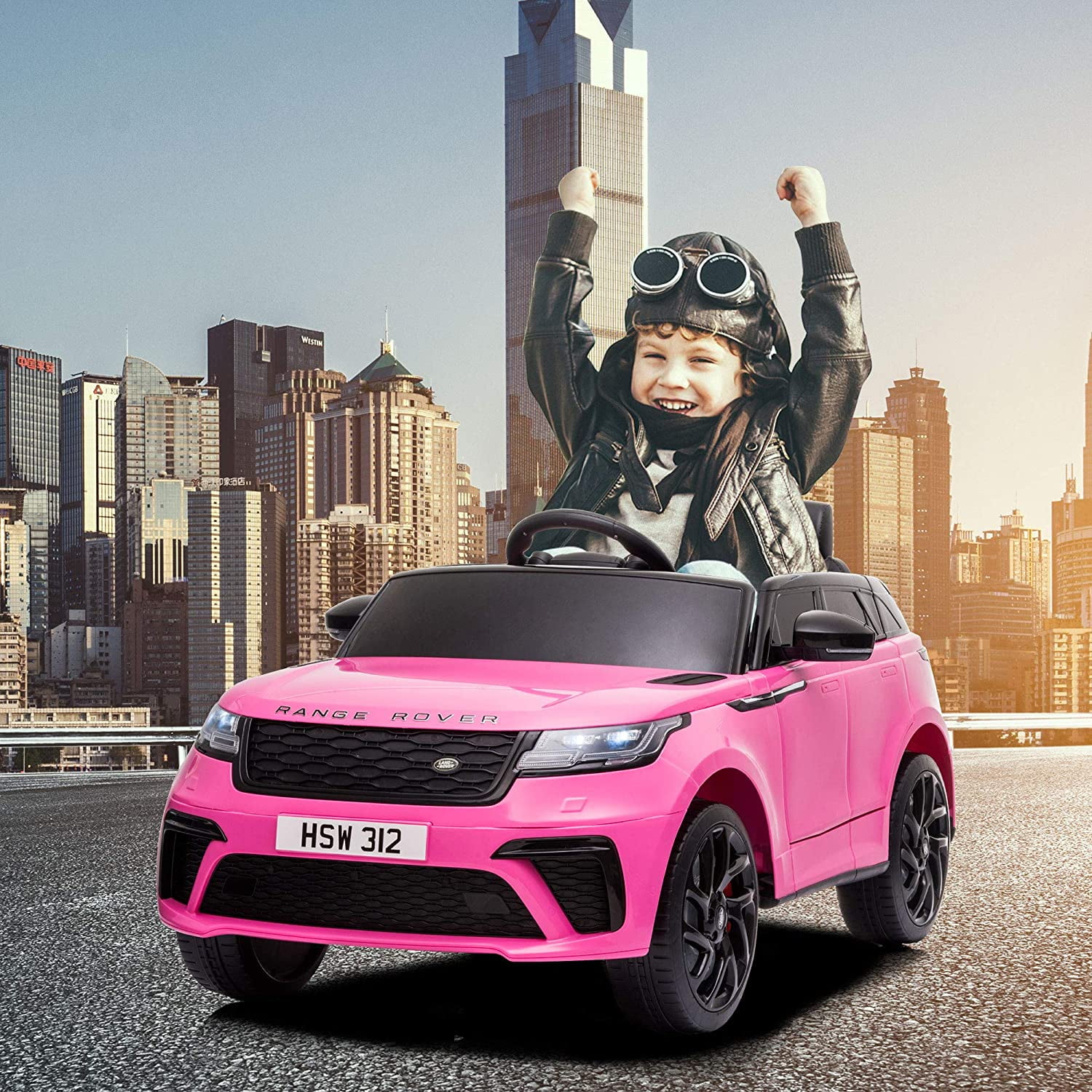 CIPACHO 12V Land Rover Vehicle Kids Ride On Car w/2.4G RC, 4 Wheel Suspension, LED, Music, for Boys Girls (Pink)