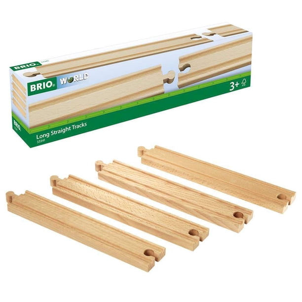Vías de tren de madera BRIO World 33341-4 piezas de largo y rectas