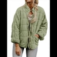 thumbnail image 3 of Chaquetas Acolchadas para Mujer, Informales, de Cuello Alto, Larga, Abrigos de Invierno Extragrandes con Cremallera Verde S, 3 of 7
