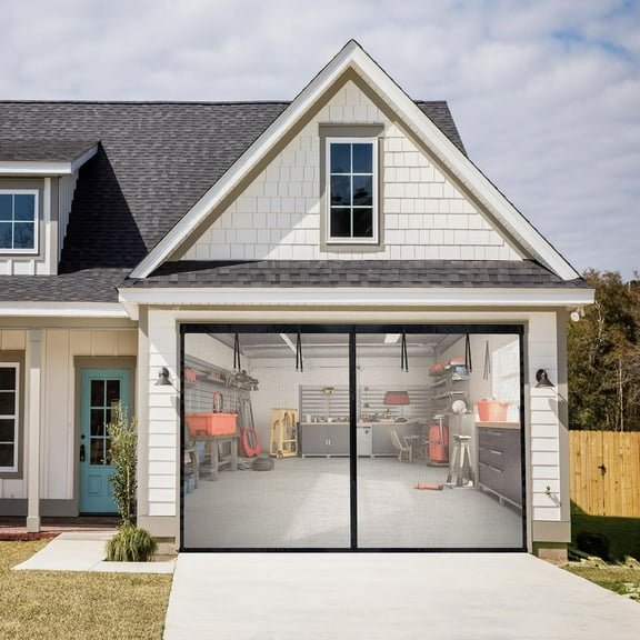 MAXVINI 10x7Ft Garage Screen Doors for 1 Car Garage - Magnetic Closure, Heavy Duty, Retractable Net