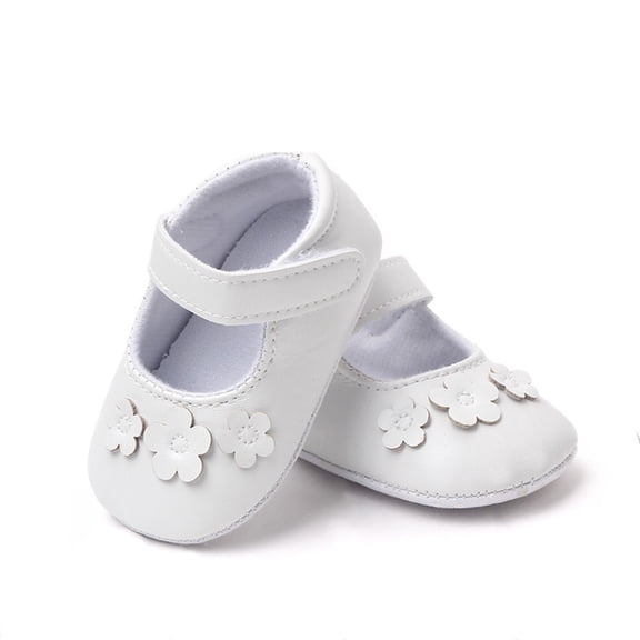 QUOTAY Prewalker Shoes Toddler Rubber Wedding Crib First Party Sole Girls Dress Shoes Baby Slippers For White,0-6 Months