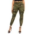 thumbnail image 1 of American Bazi Women's High Waist Cropped Colored Cargo Jogger Pants RJJ3645 - Olive Camo - Large, 1 of 6
