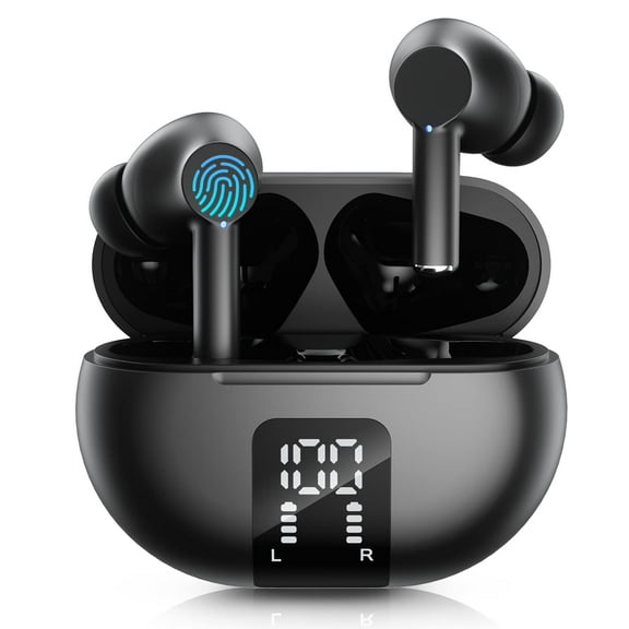 Meottam Wireless Ear Buds, Earbuds Bluetooth 5.3 Headphones LED Display, Bass Stereo in-Ear Earphones with Microphone Compatible for , Android, Tablet (Black)