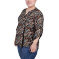 thumbnail image 2 of NY Collection Women's Plus Size 3/4 Sleeve Roll Tab Y Neck Top, 2 of 4