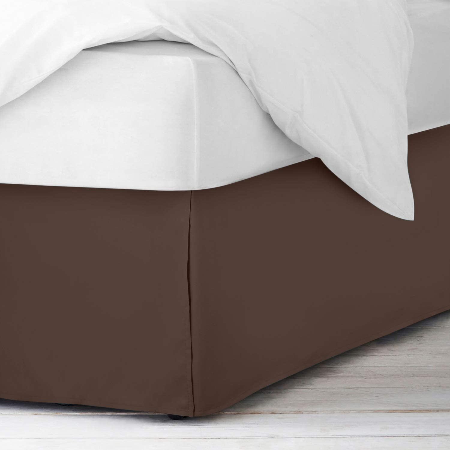 Soft & Durable 600-Thread Count PIMA Cotton Bed Skirt, Pleated, 12" Drop – 1-PC Alaska King (108" x 108") Size, Dust Ruffle/Bed Skirt, Alaska King, Solid Chocolate