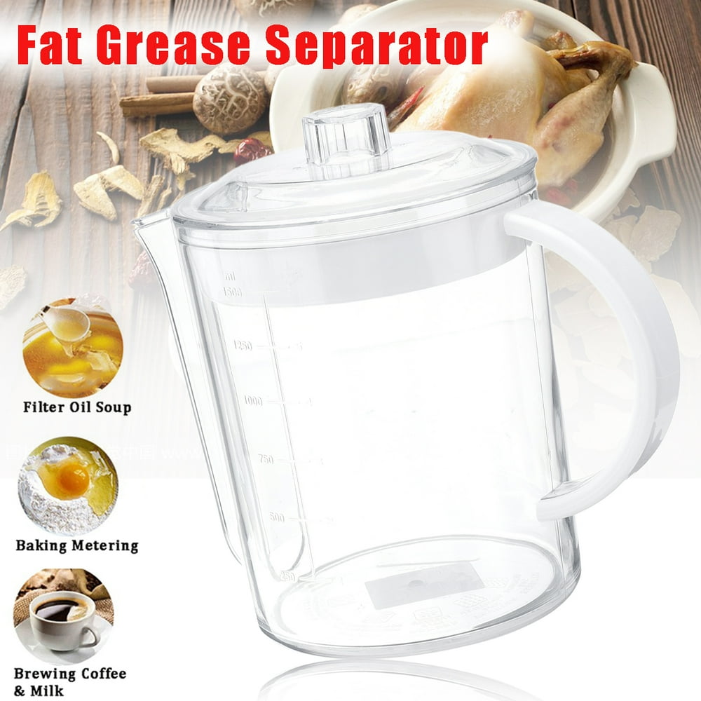 1500ml Fat Separator Jug Grease Gravy Stock Oil Strainer 6 Cup Capacity